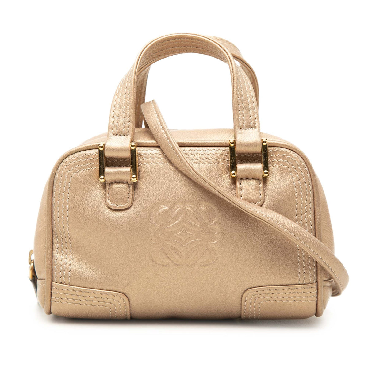LOEWE Micro Metallic Leather Amazona Satchel