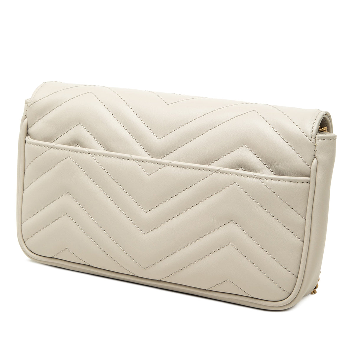 Gucci Small GG Marmont Matelasse Calfskin Shoulder Bag with Detachable Cardholder — White