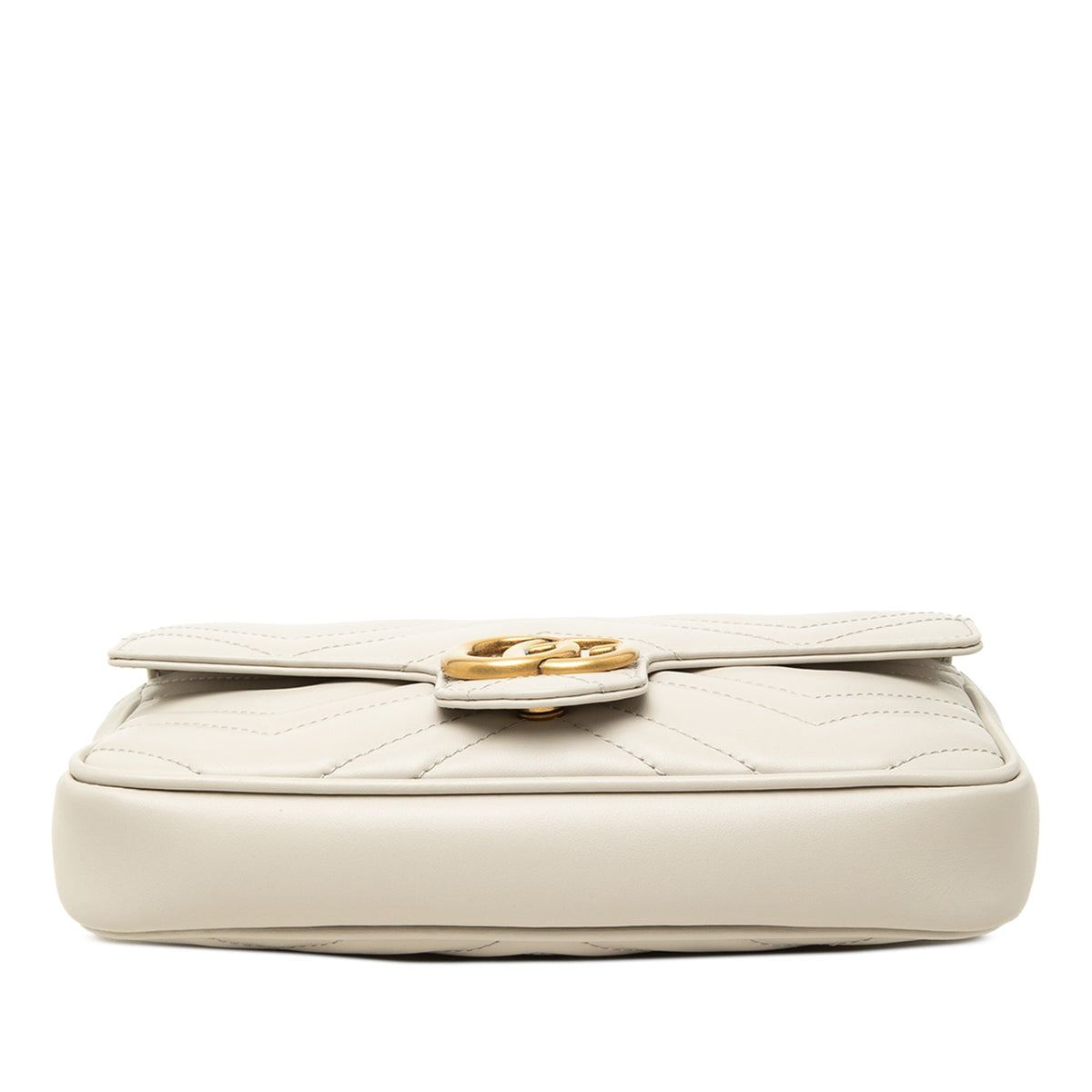 Gucci Small GG Marmont Matelasse Calfskin Shoulder Bag with Detachable Cardholder — White