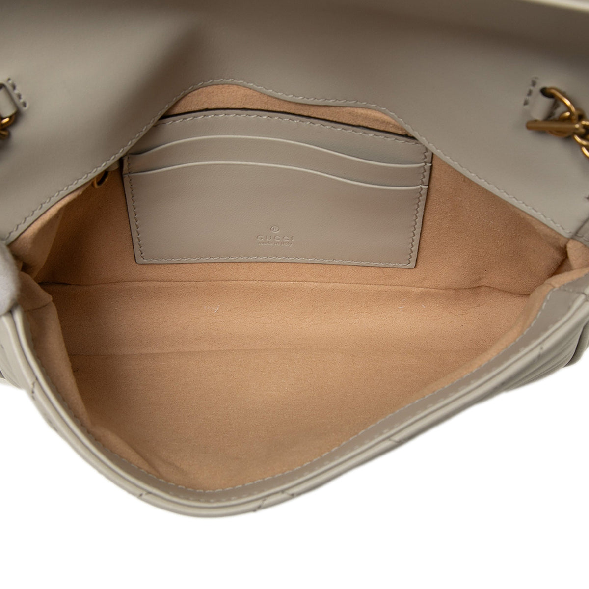 Gucci Small GG Marmont Matelasse Calfskin Shoulder Bag with Detachable Cardholder — White