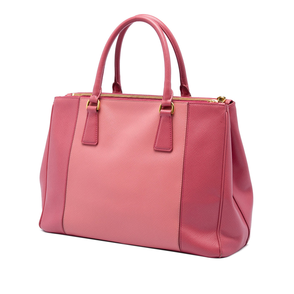 Prada Medium Bicolor Saffiano Lux Galleria Double Zip Satchel — Pink