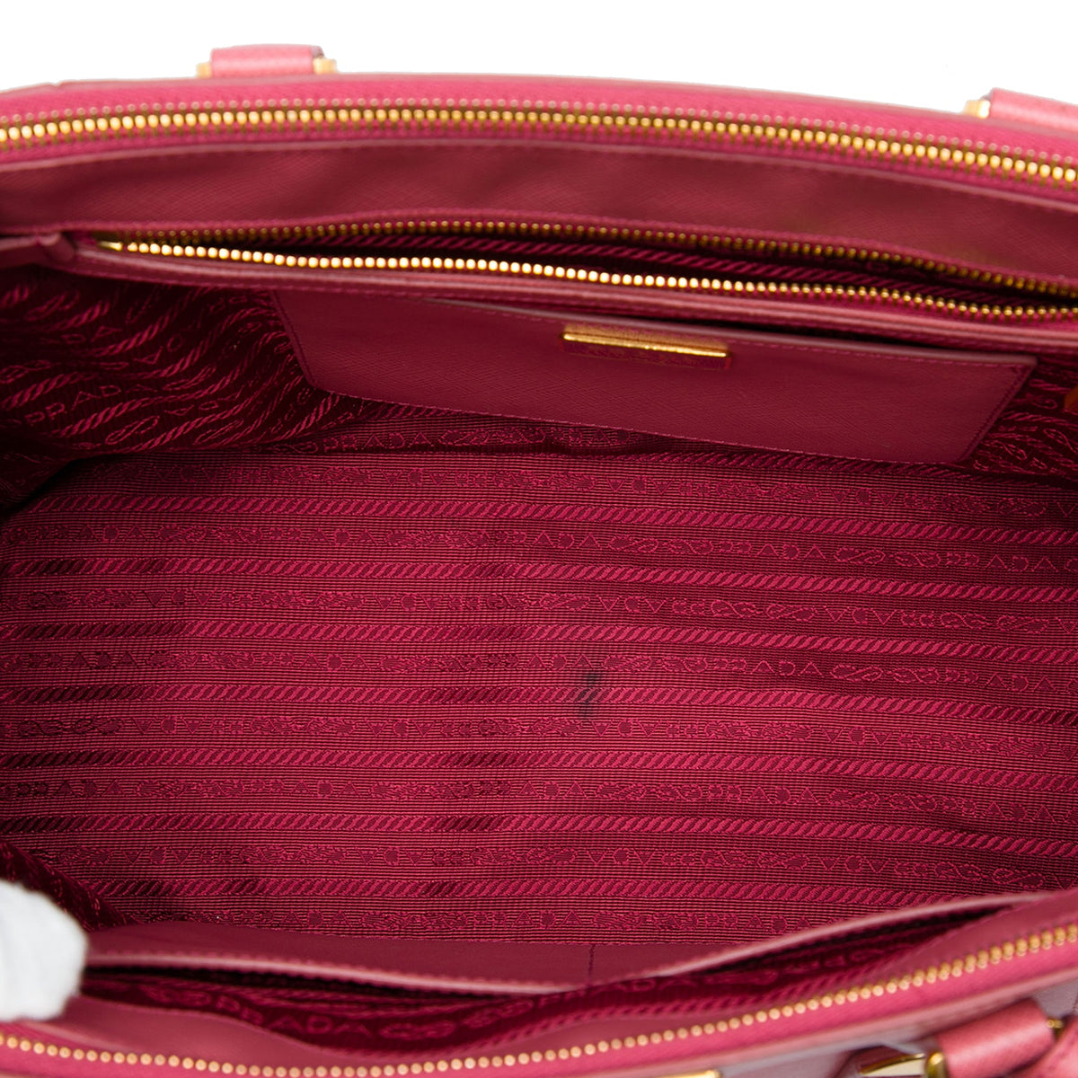 Prada Medium Bicolor Saffiano Lux Galleria Double Zip Satchel — Pink