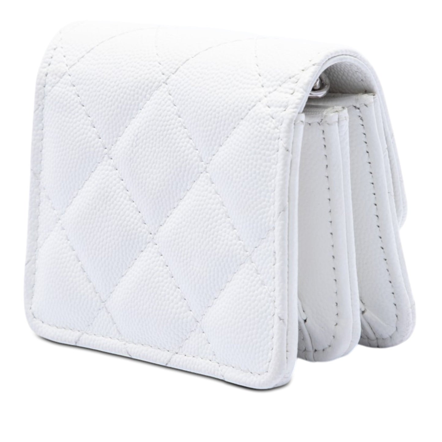 Chanel Mini Quilted Caviar Coco Enamel Strap Flap Clutch with Chain