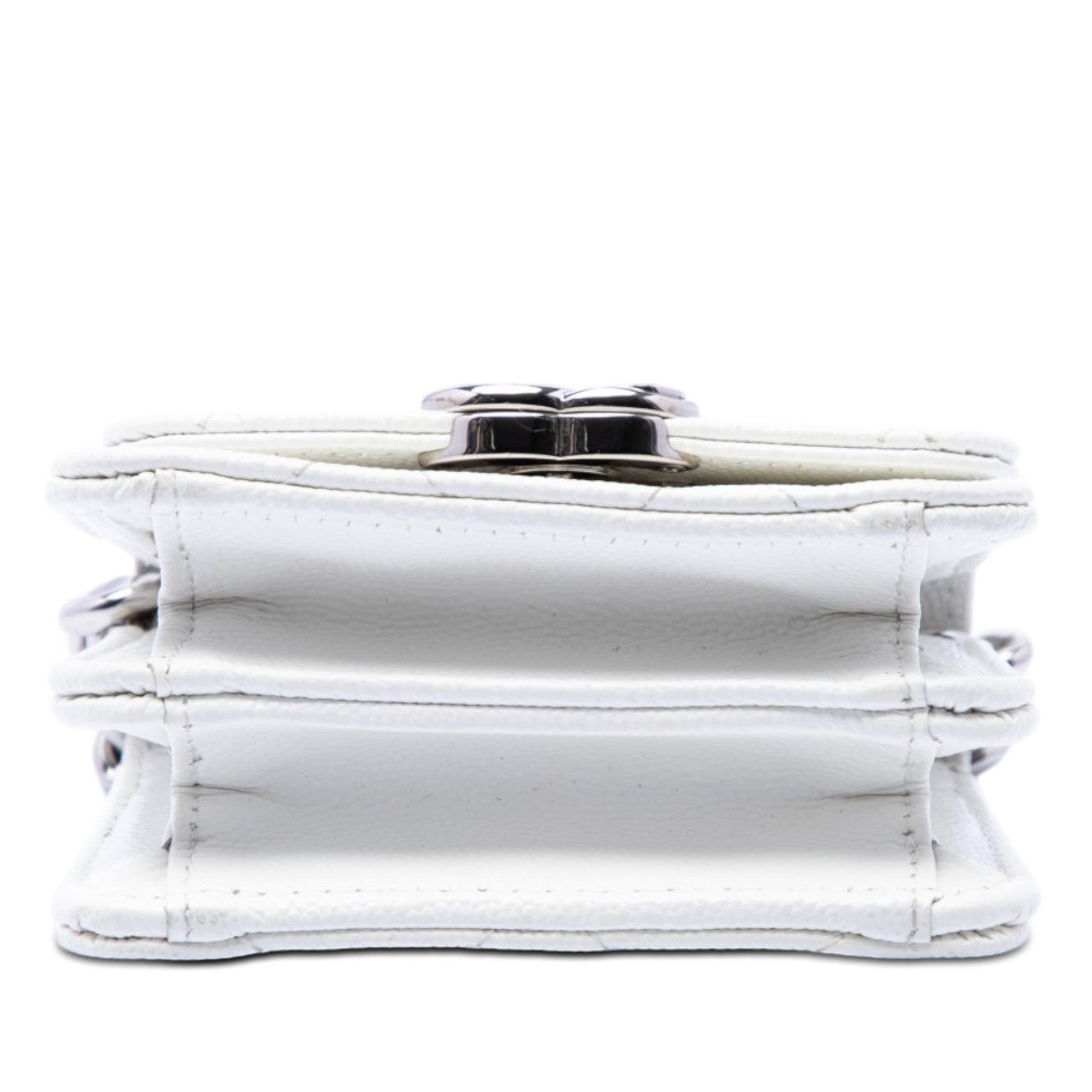 Chanel Mini Quilted Caviar Coco Enamel Strap Flap Clutch with Chain