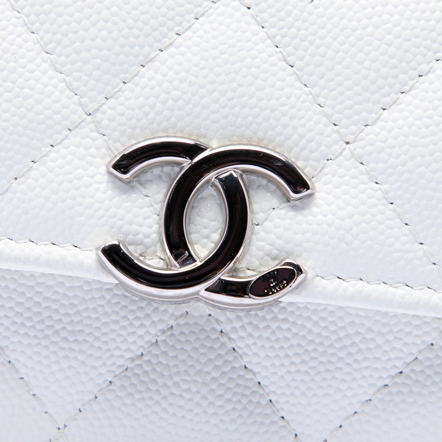 Chanel Mini Quilted Caviar Coco Enamel Strap Flap Clutch with Chain
