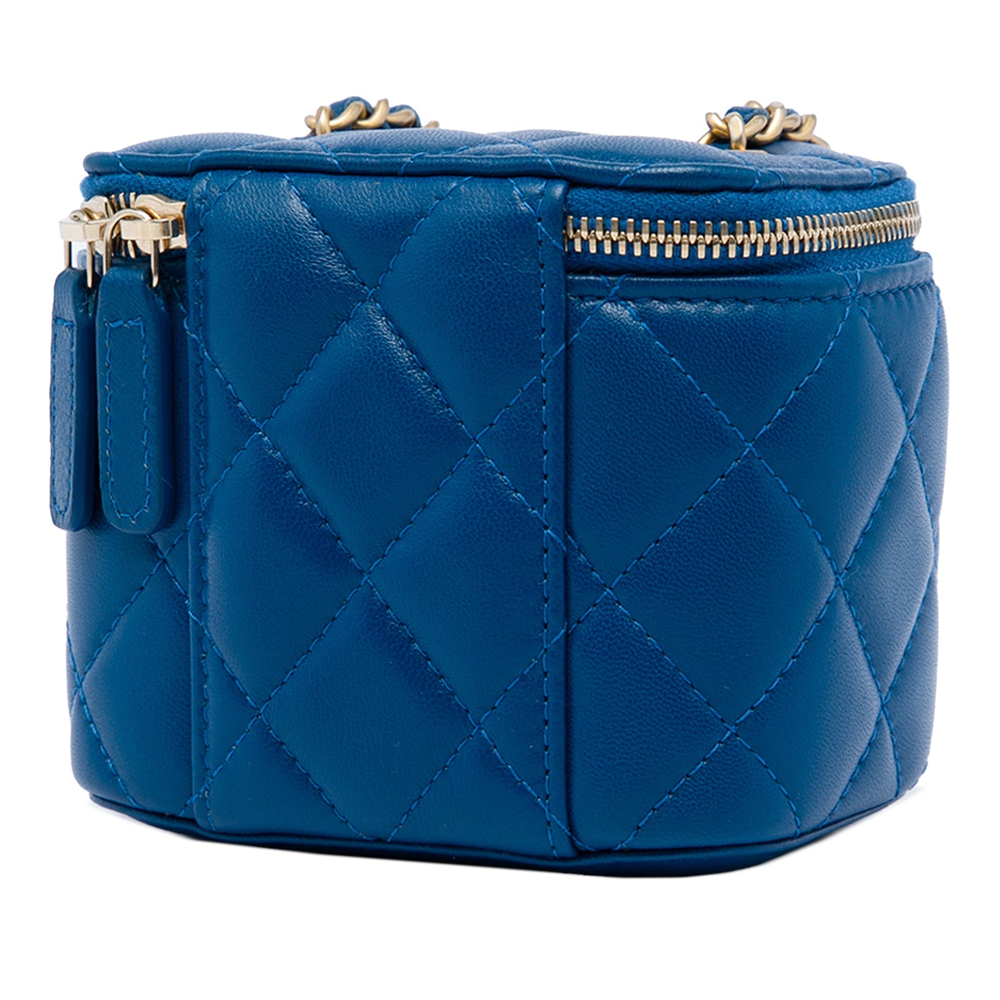 Chanel Mini Quilted Lambskin Pearl Crush Vanity Case With Chain