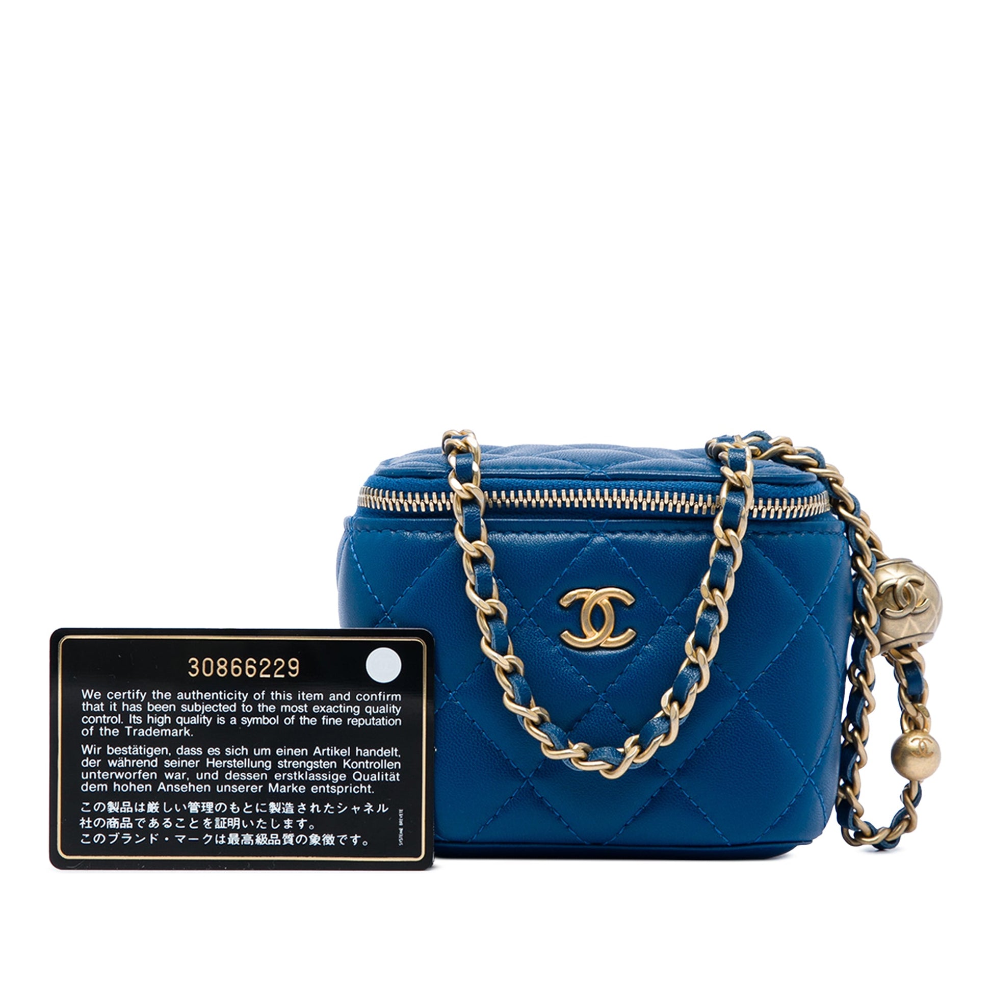 Chanel Mini Quilted Lambskin Pearl Crush Vanity Case With Chain