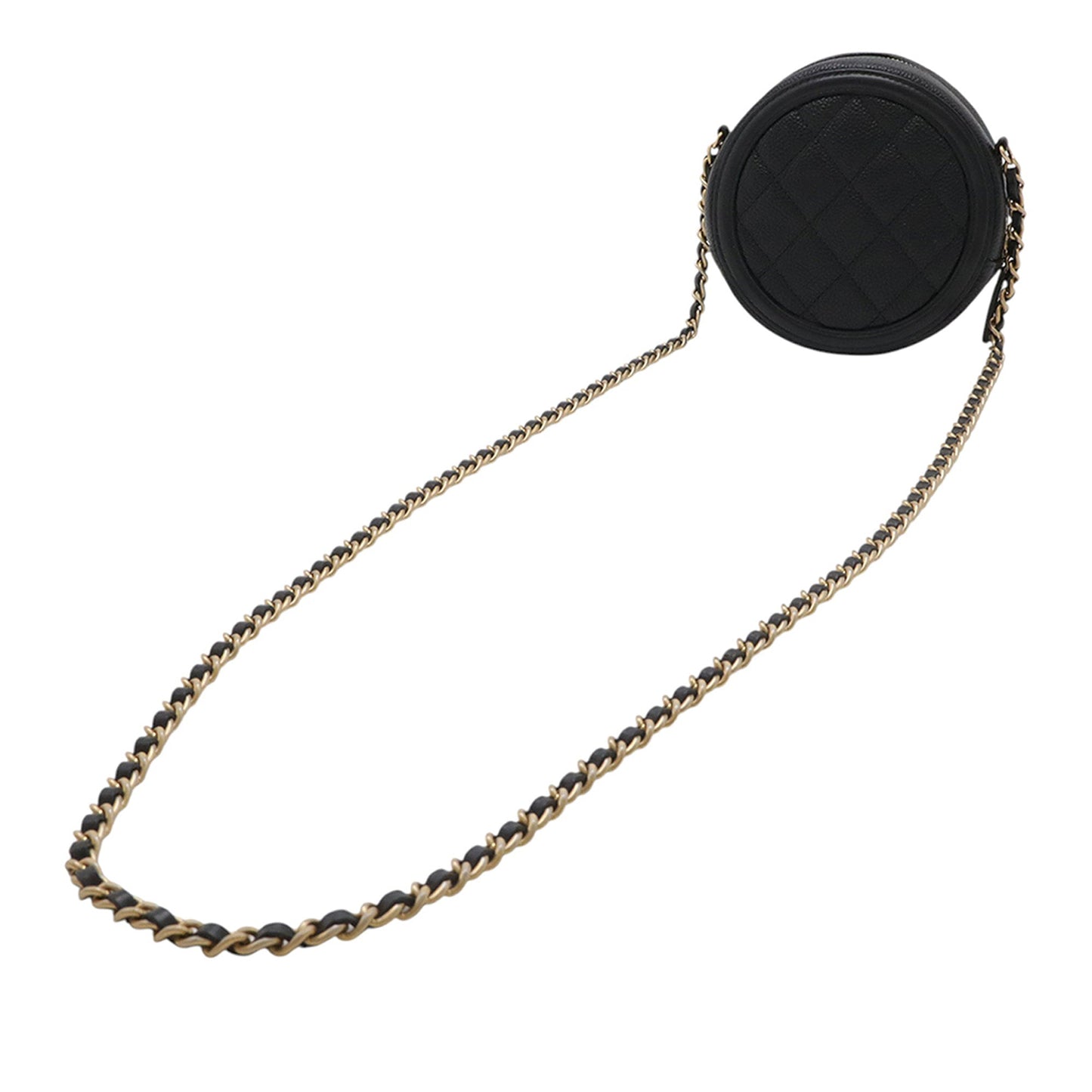 Chanel Caviar CC Filigree Round Clutch with Chain