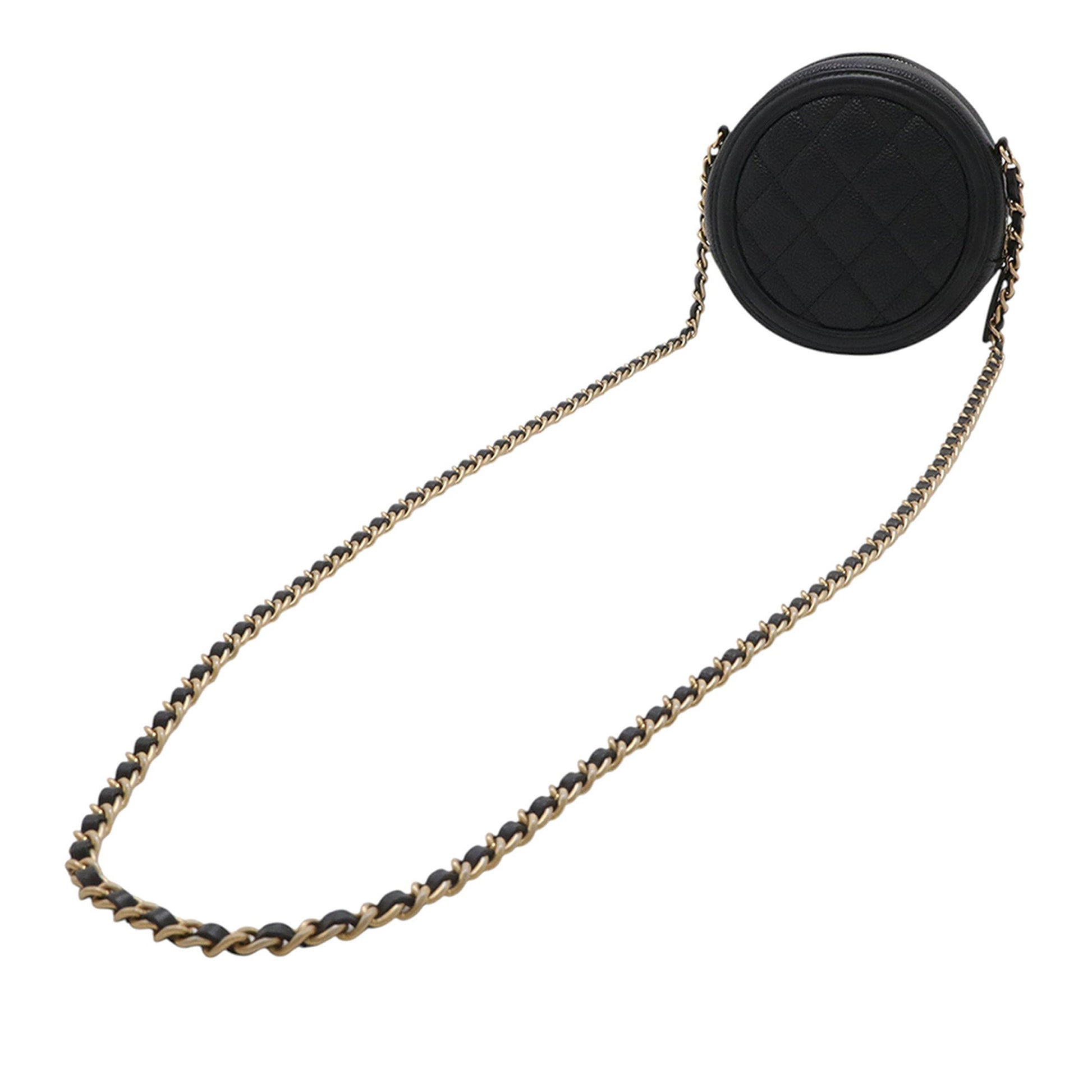Chanel Caviar CC Filigree Round Clutch with Chain