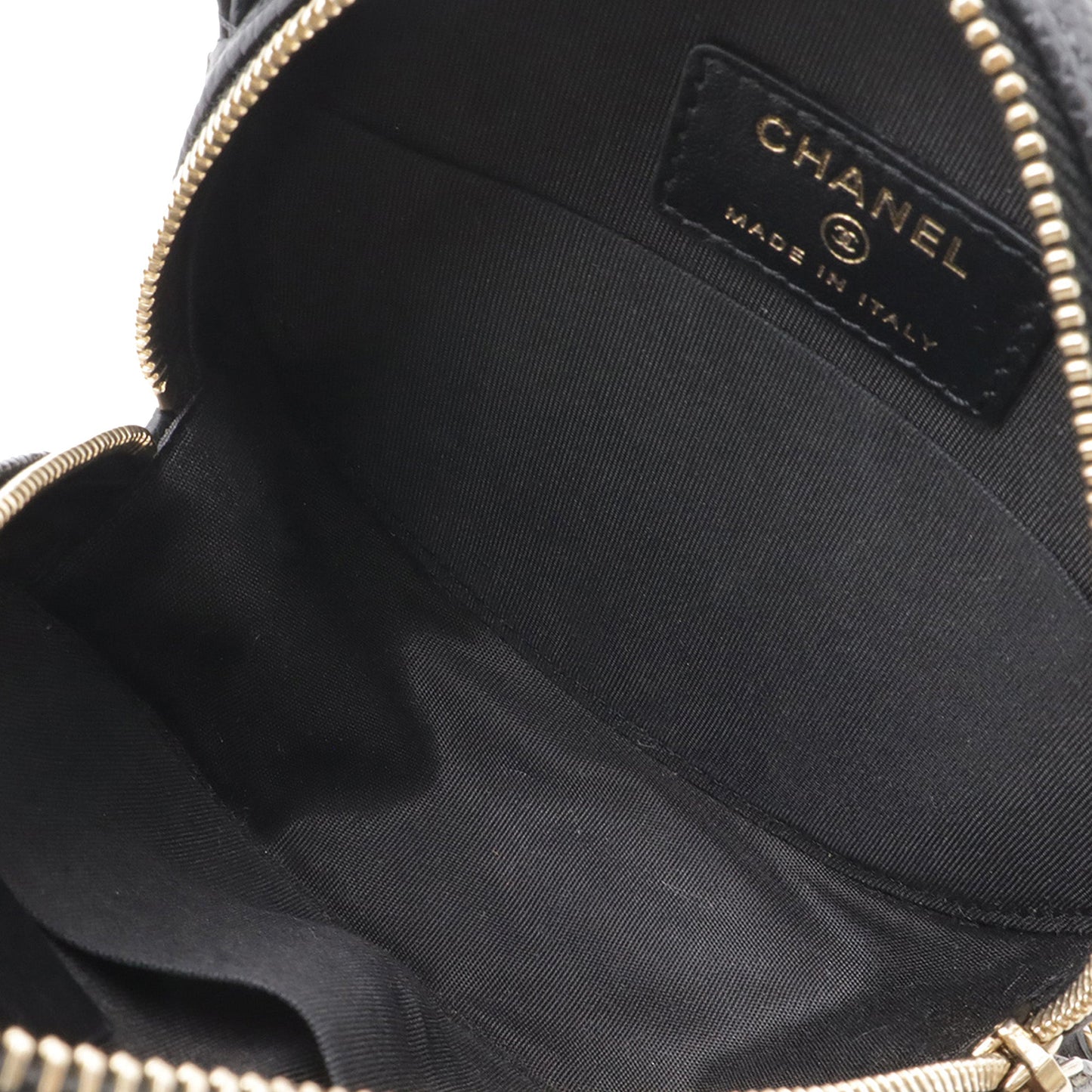 Chanel Caviar CC Filigree Round Clutch with Chain