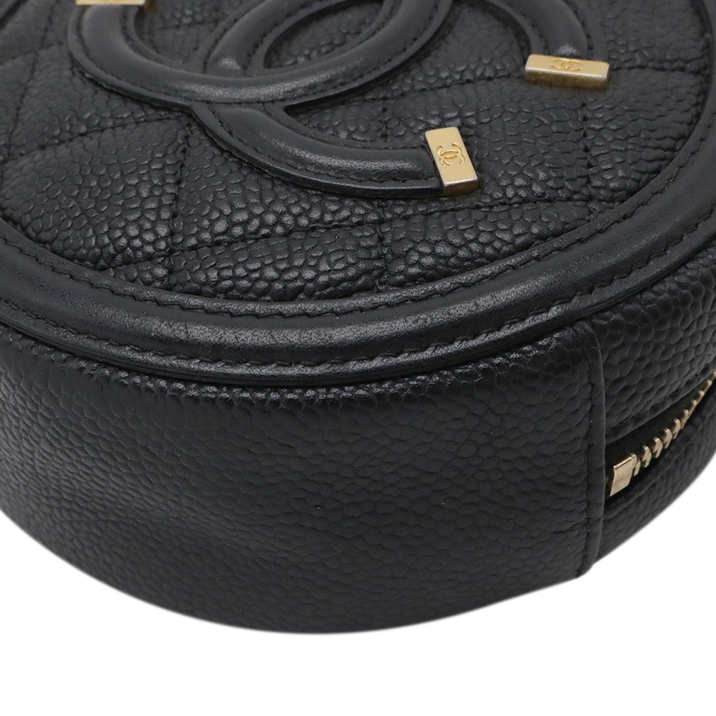 Chanel Caviar CC Filigree Round Clutch with Chain