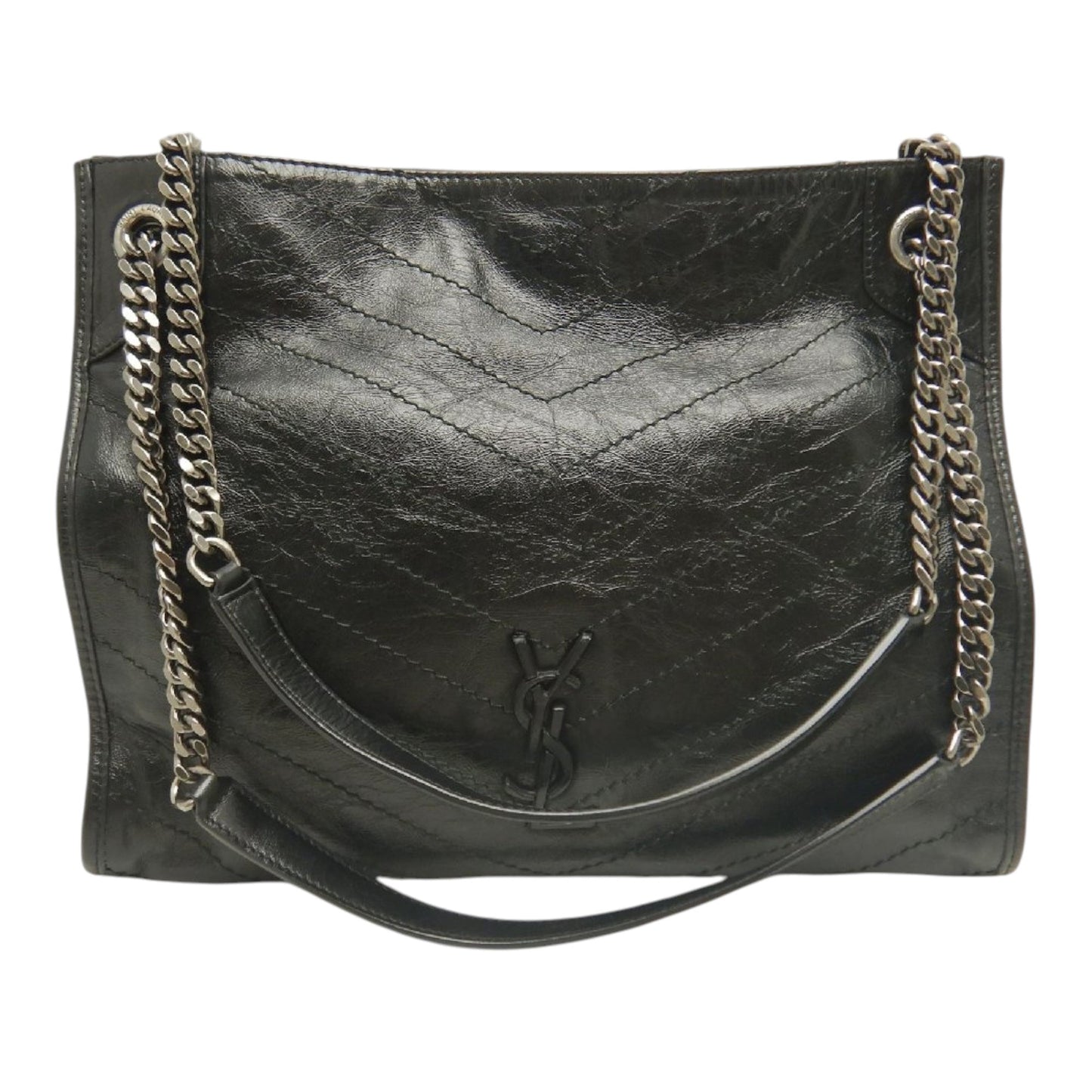 Saint Laurent Medium Crinkled Calfskin Monogram Niki Shopper Tote