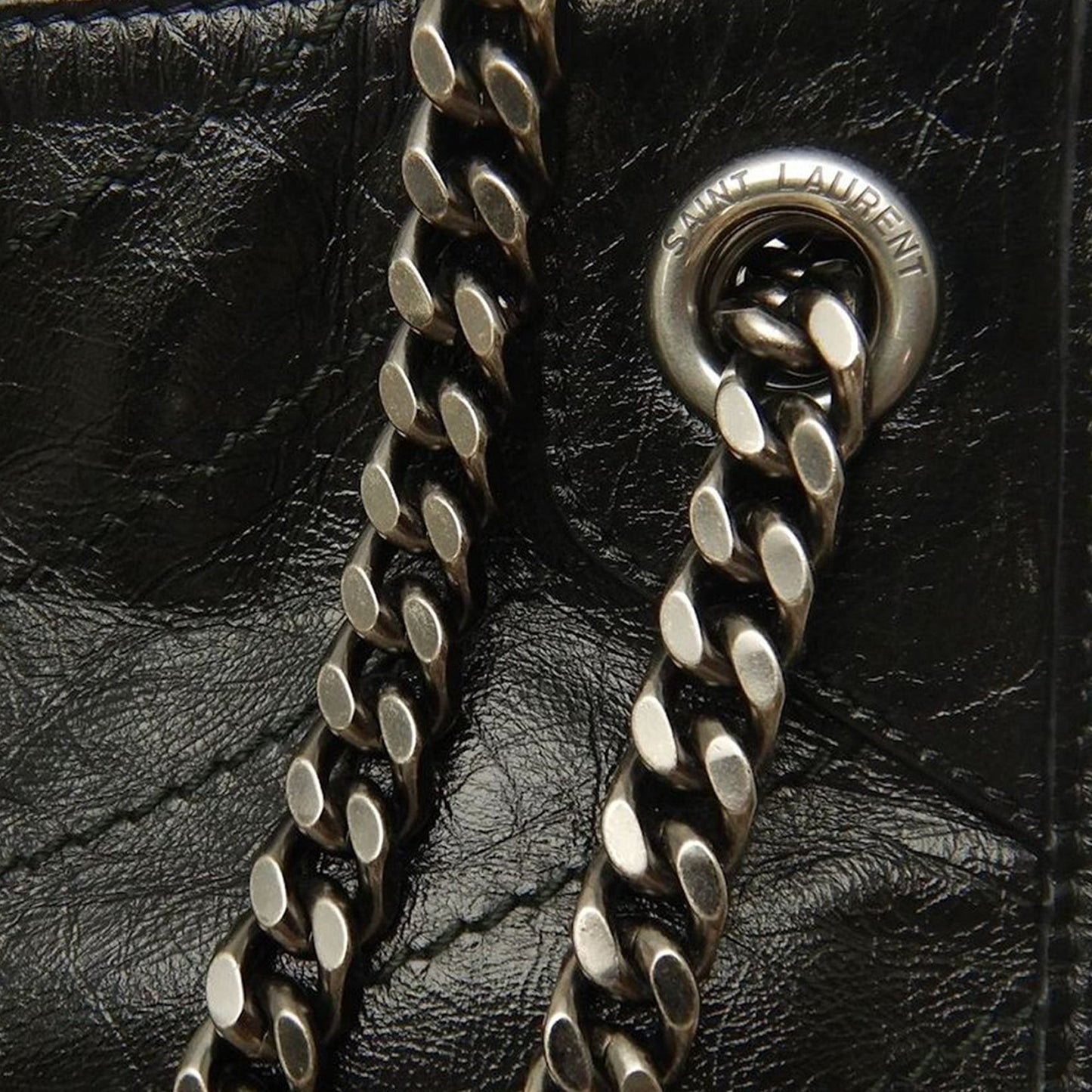 Saint Laurent Medium Crinkled Calfskin Monogram Niki Shopper Tote