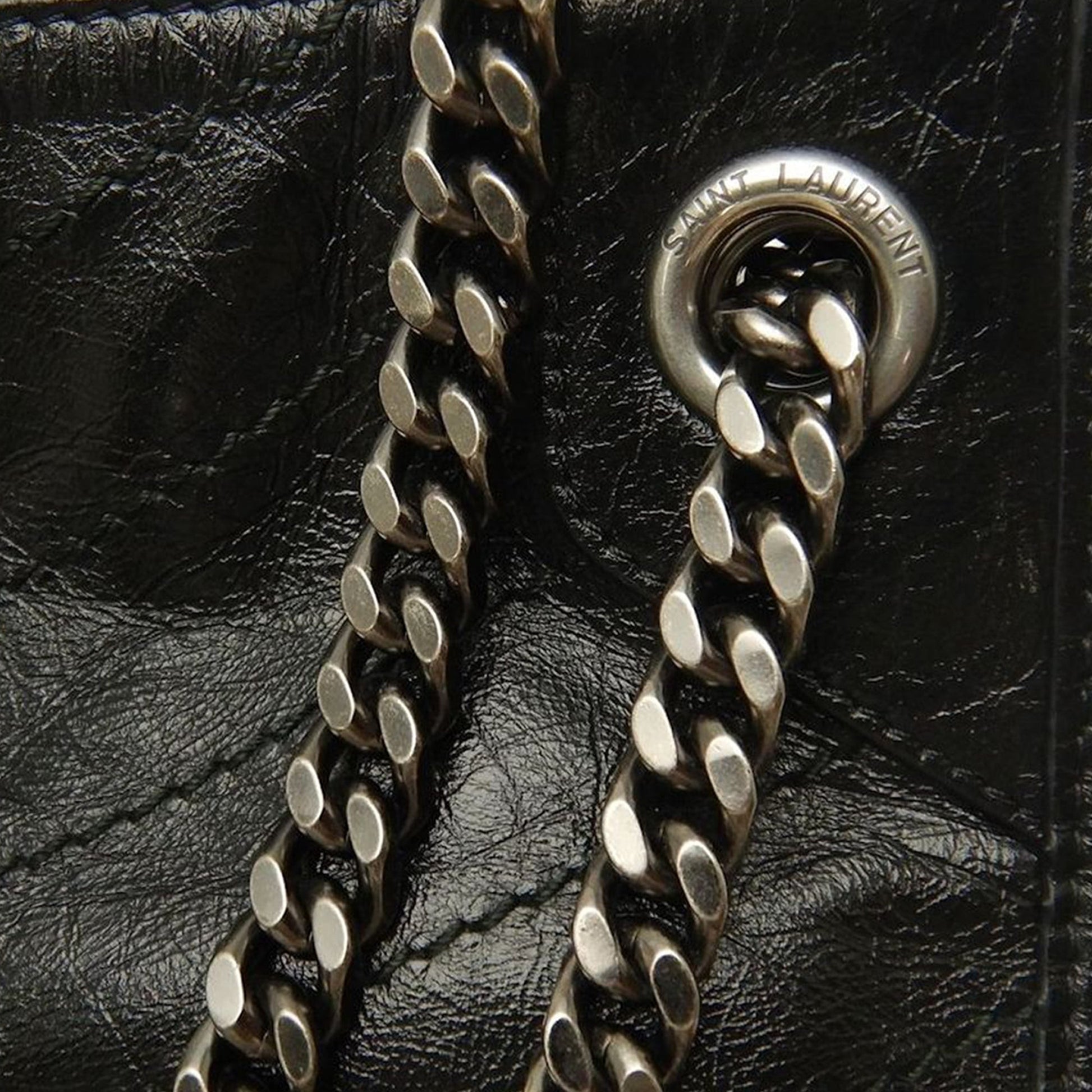 Saint Laurent Medium Crinkled Calfskin Monogram Niki Shopper Tote