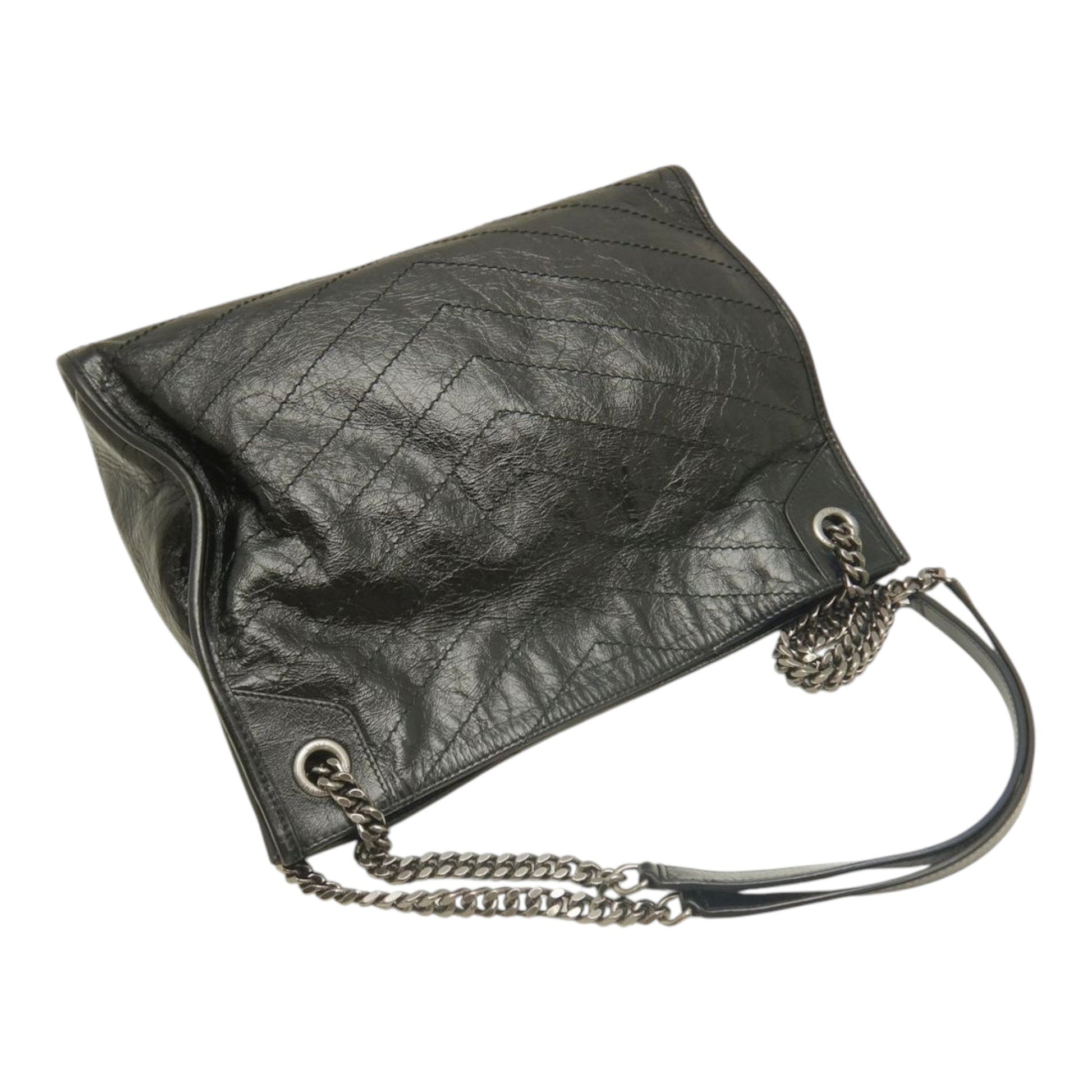 Saint Laurent Medium Crinkled Calfskin Monogram Niki Shopper Tote