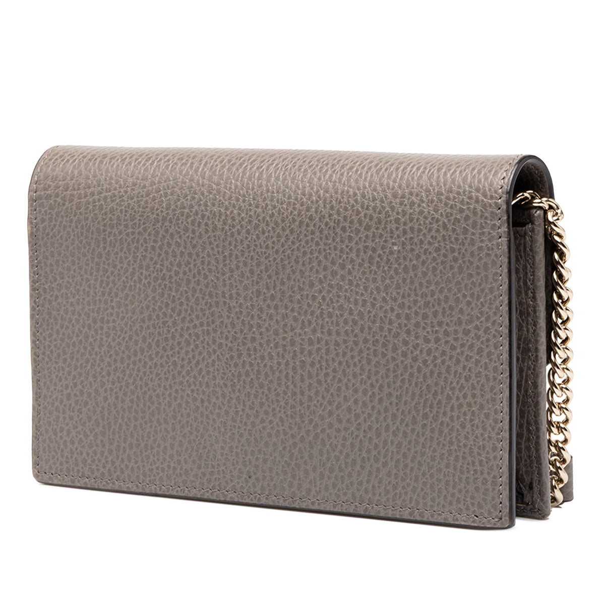 Gucci Dollar Calfskin Interlocking G Wallet on Chain — Gray
