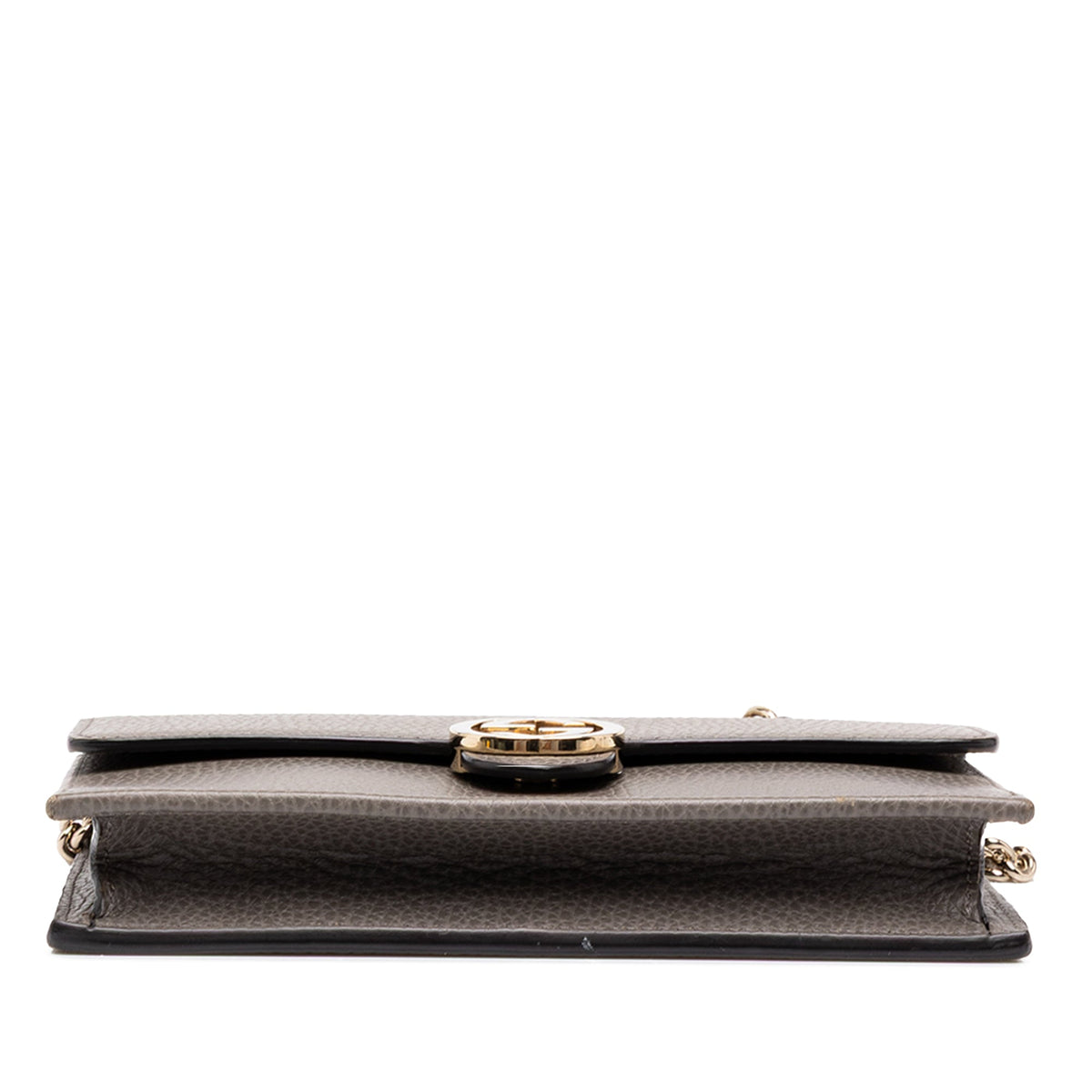 Gucci Dollar Calfskin Interlocking G Wallet on Chain — Gray