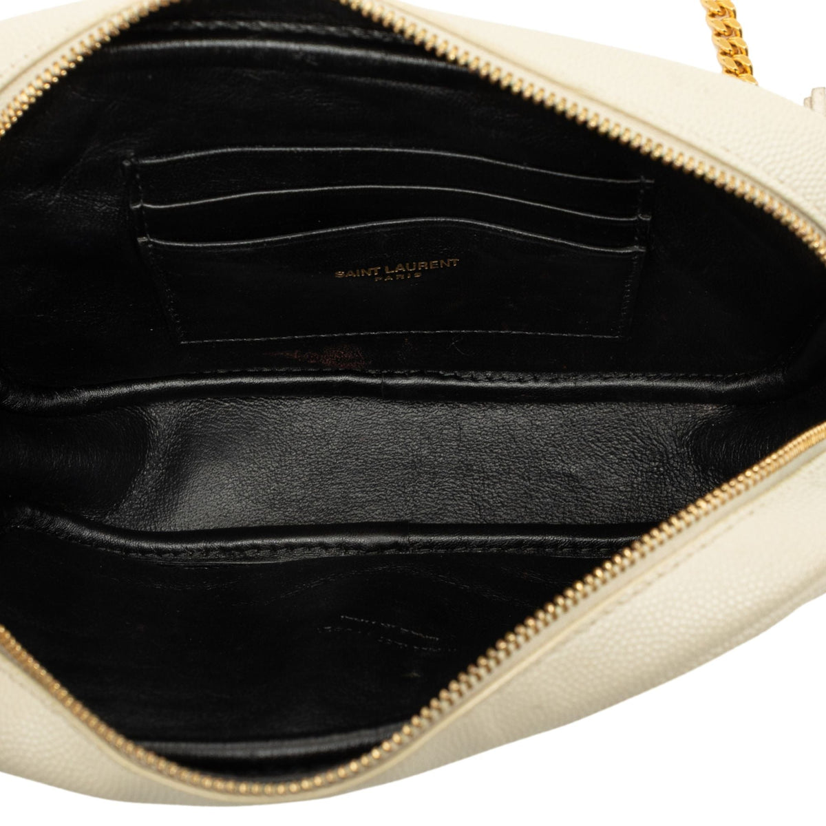 Saint Laurent Mini Grain de Poudre Monogram Lou Tassel Camera Bag — White