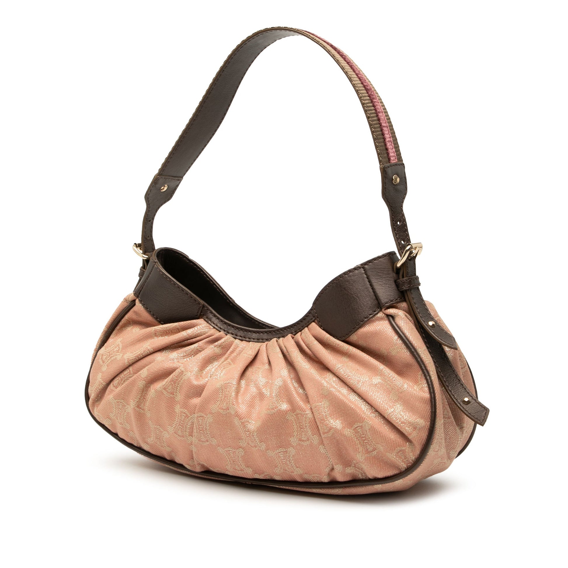 Celine Macadam Denim Pleated Shoulder Bag