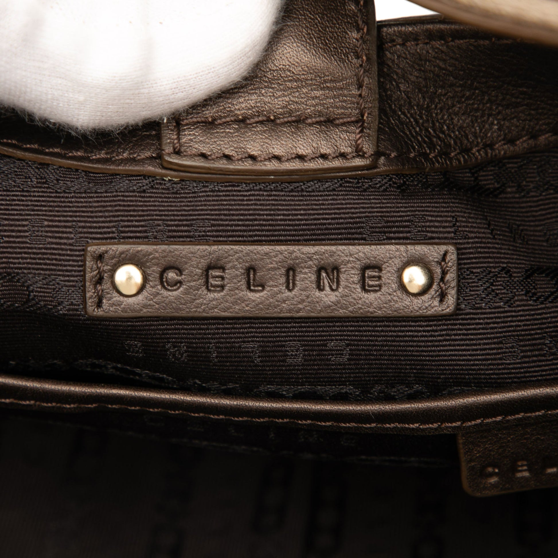 Celine Macadam Denim Pleated Shoulder Bag