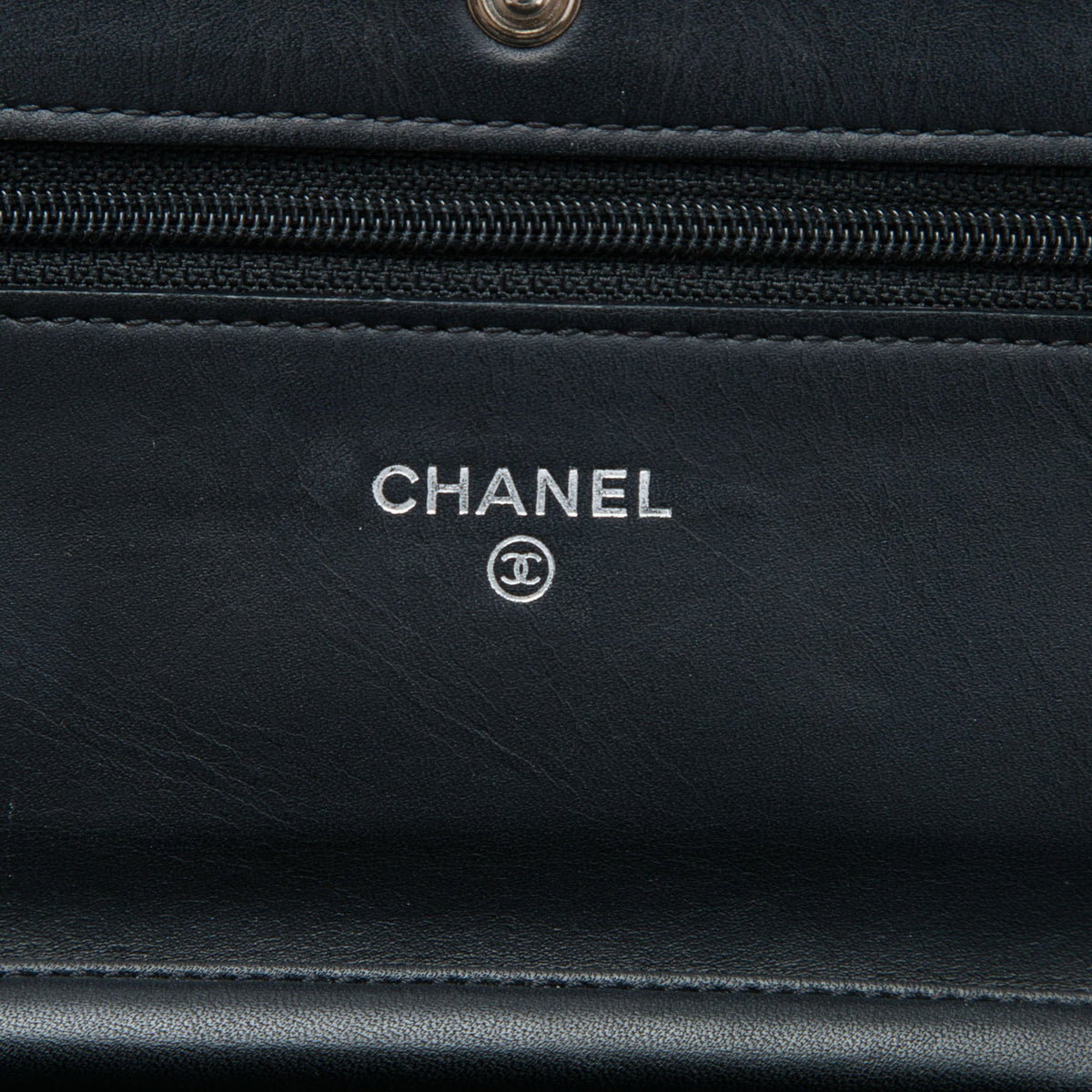 Chanel CC Quilted Patent Wallet On Chain — Black