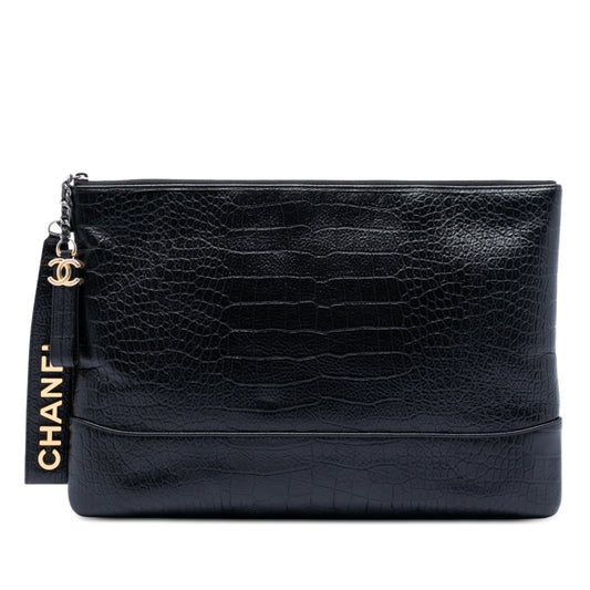 Chanel Medium Croc Embossed Calfskin Gabrielle Cosmetic Case