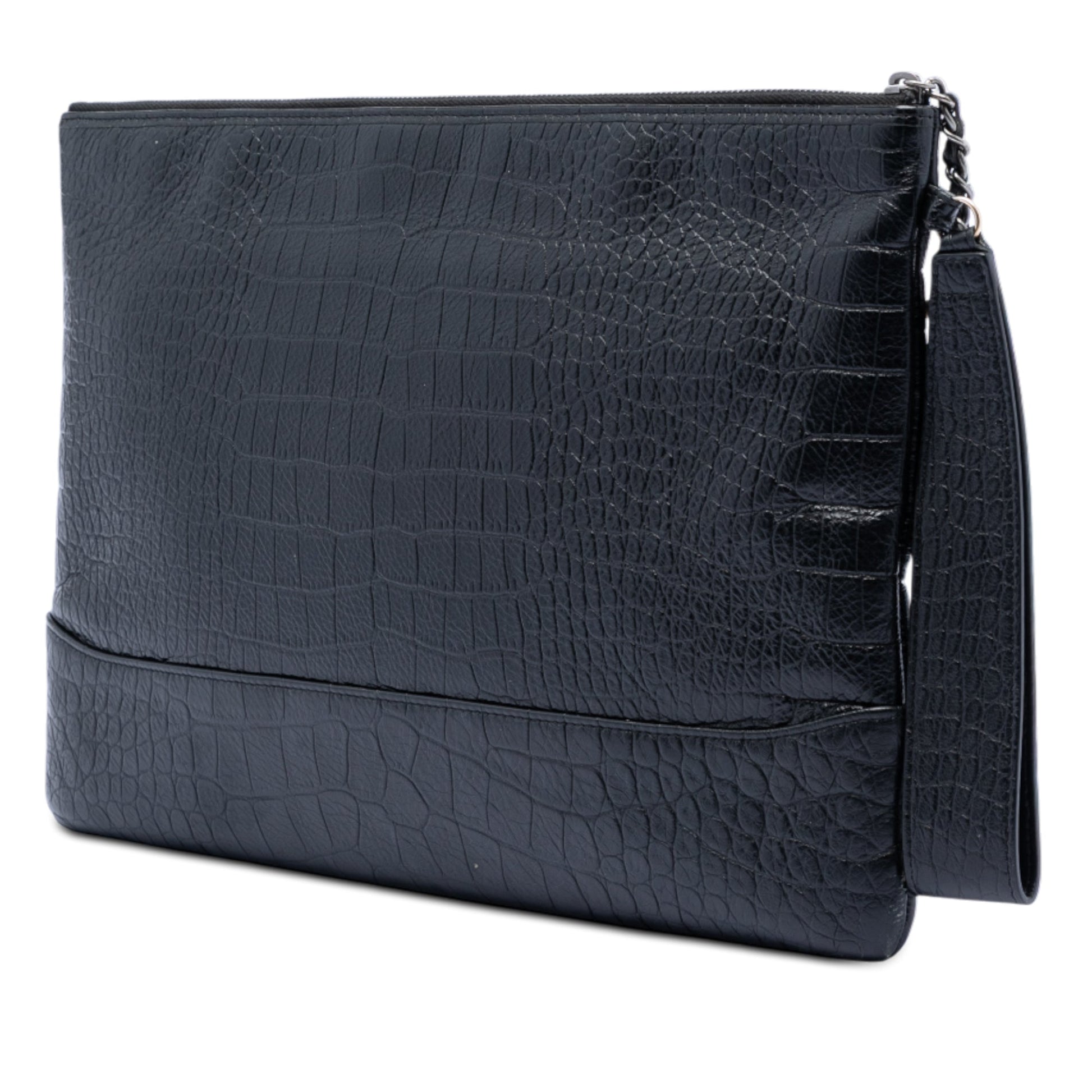 Chanel Medium Croc Embossed Calfskin Gabrielle Cosmetic Case