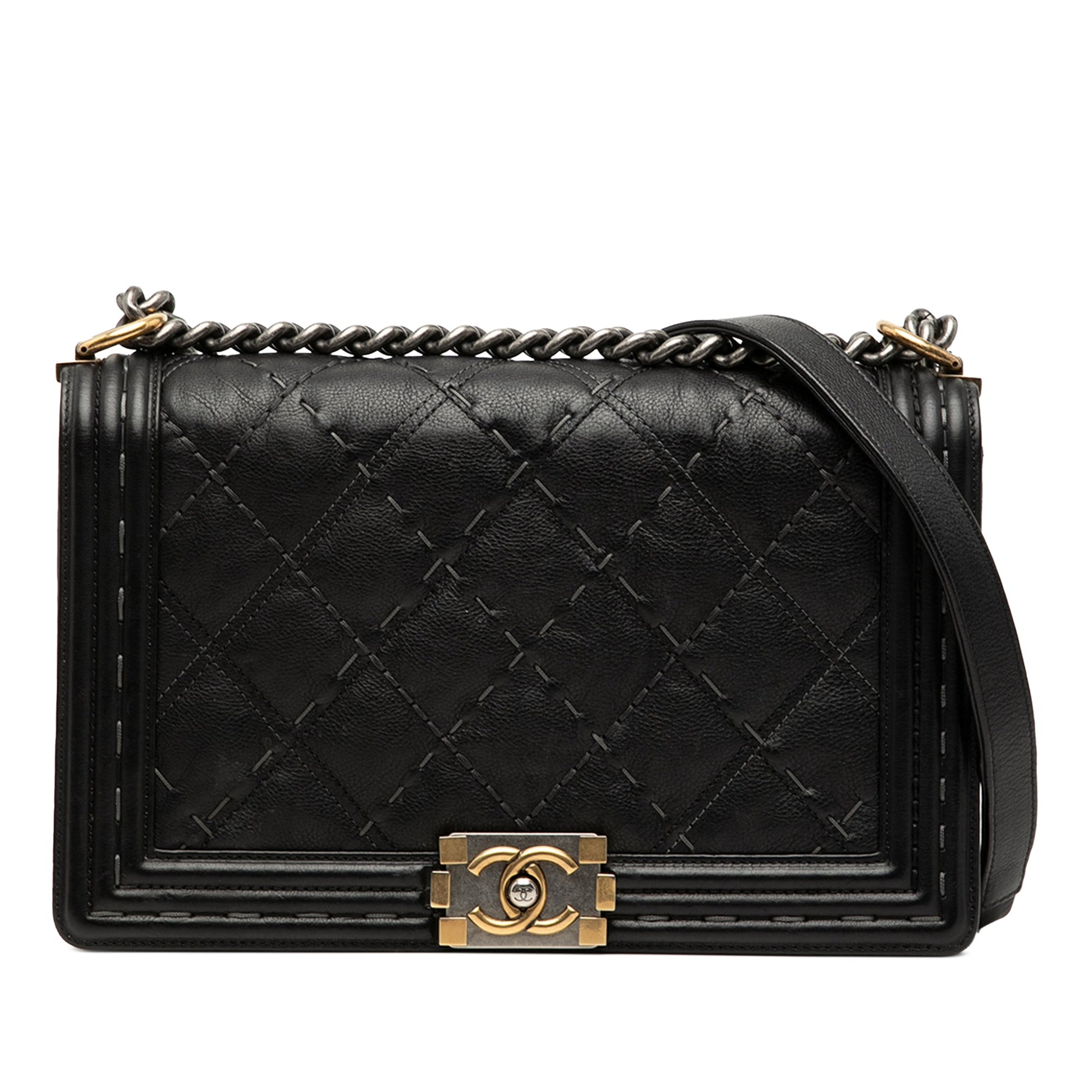 Chanel Medium Quilted Calfskin Wild Stitch Boy Flap