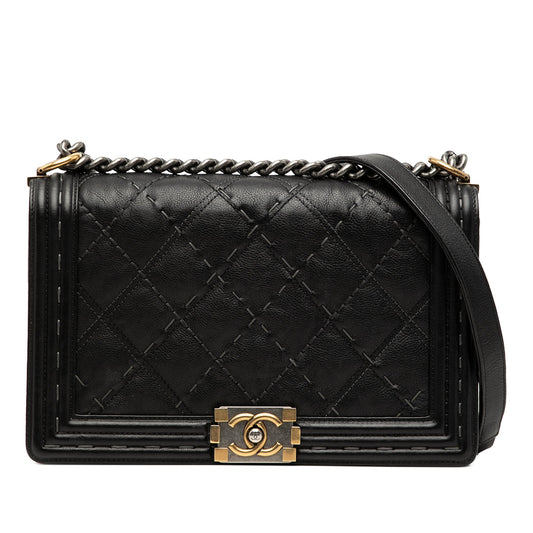 Chanel Medium Quilted Calfskin Wild Stitch Boy Flap