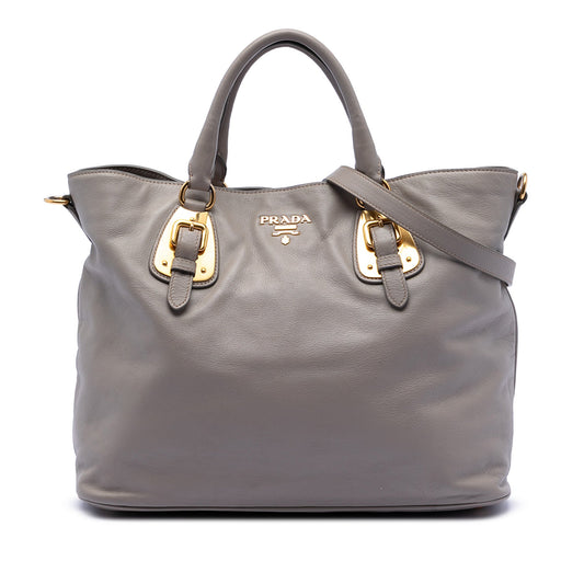 Prada Soft Calfskin Open Convertible Shopping Tote
