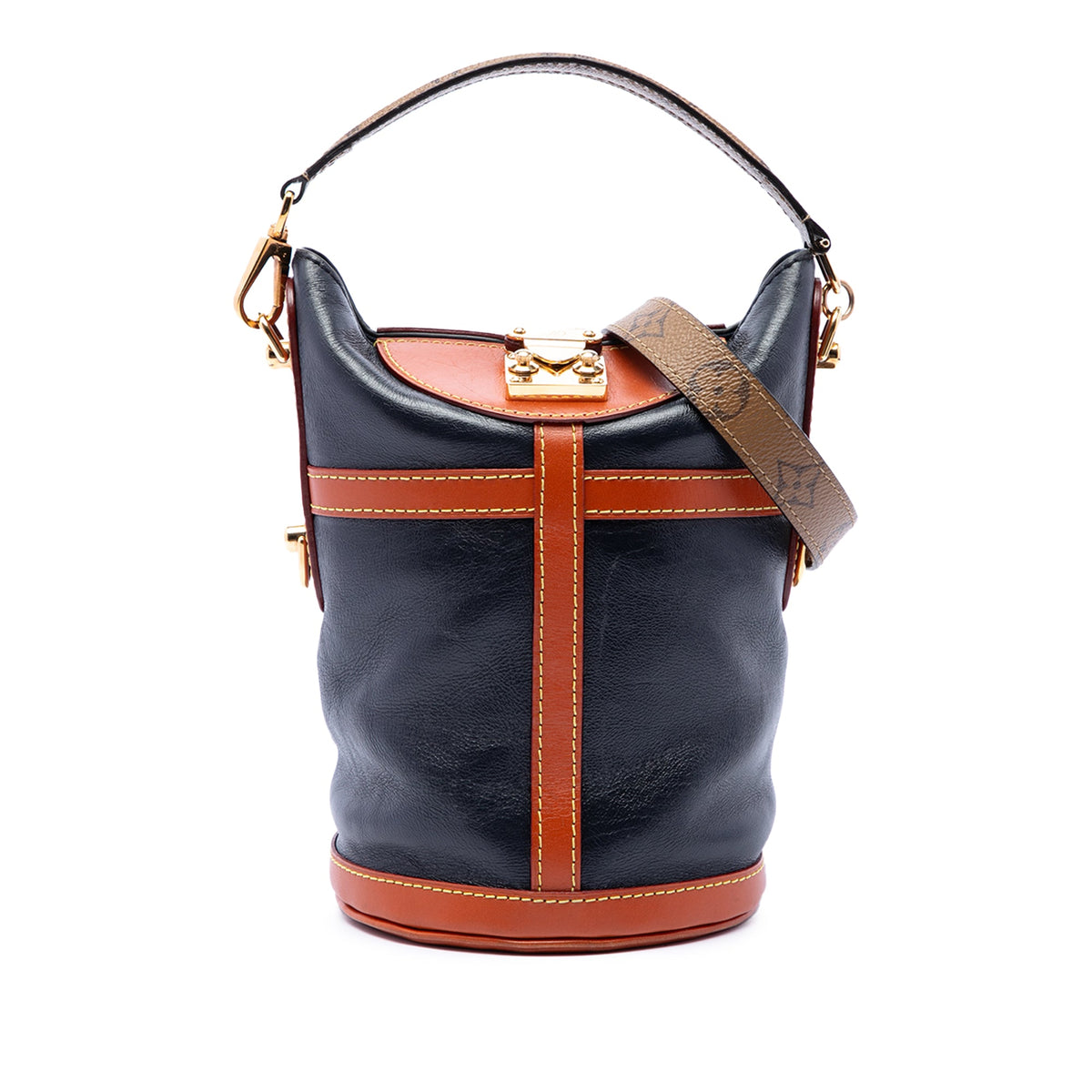 Louis Vuitton Calfskin and Monogram Reverse Duffle Bag — Blue