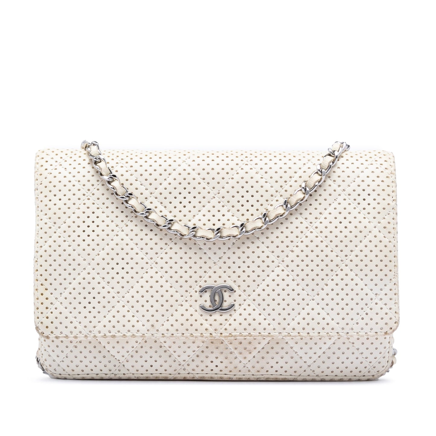 Chanel CC Quilted Perforated Lambskin Wallet On Chain