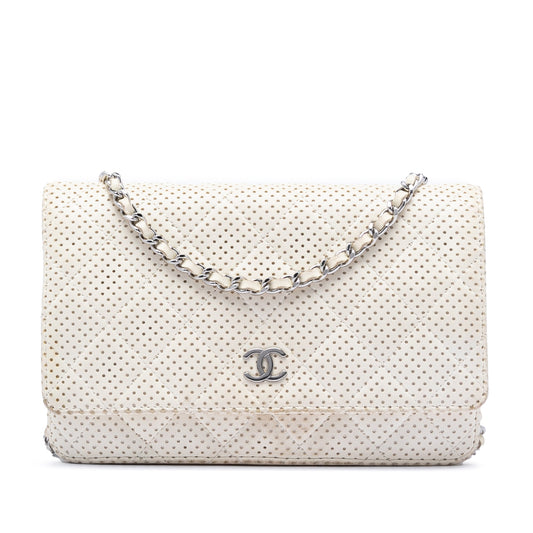Chanel CC Quilted Perforated Lambskin Wallet On Chain