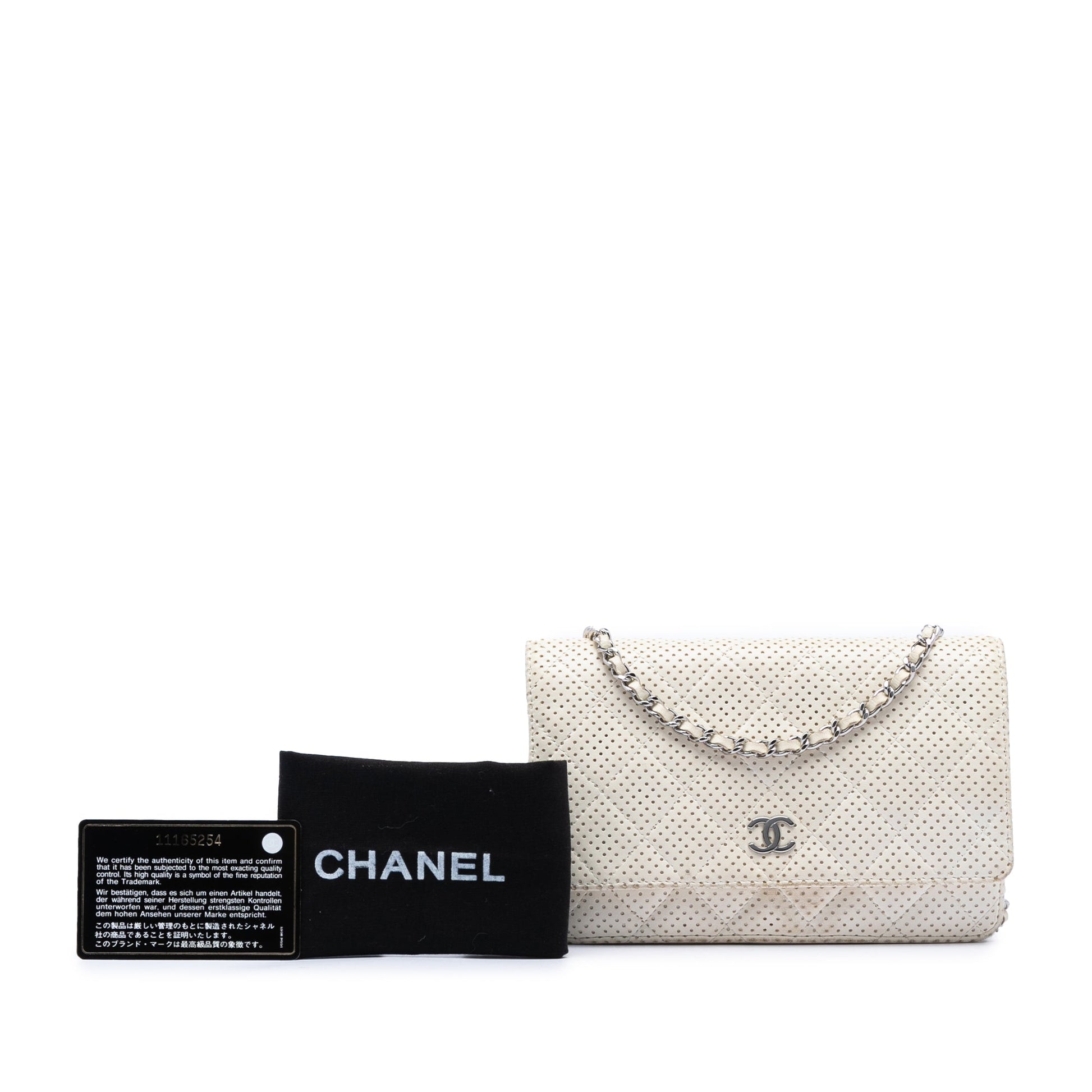 Chanel CC Quilted Perforated Lambskin Wallet On Chain