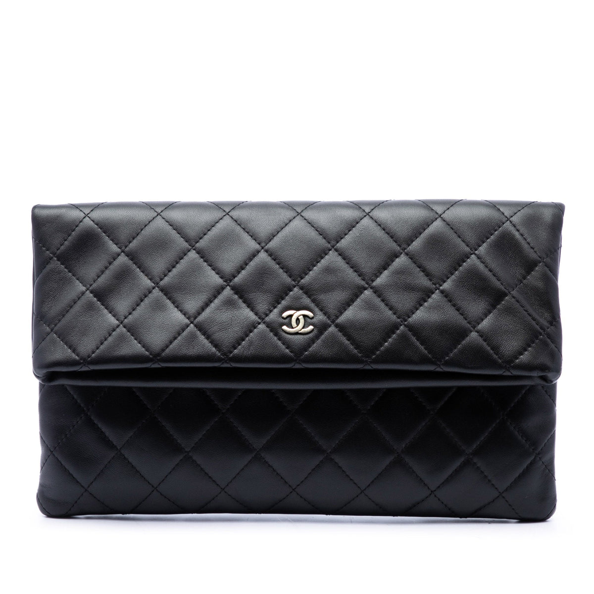 Chanel Quilted Lambskin CC Beauty Foldover Clutch — Black
