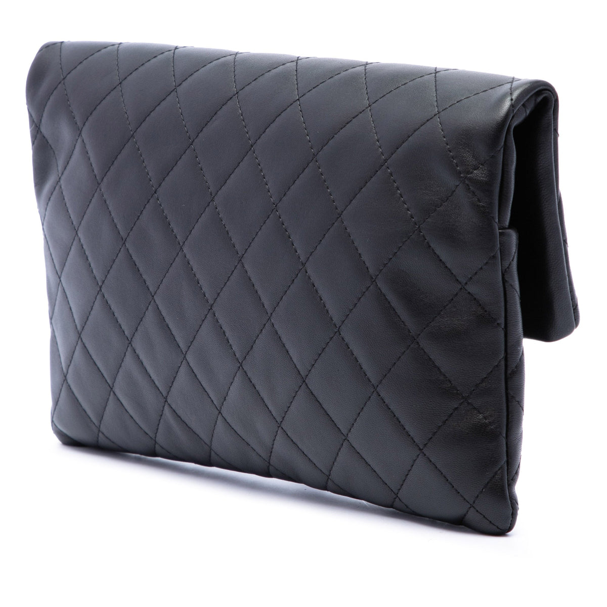 Chanel Quilted Lambskin CC Beauty Foldover Clutch — Black