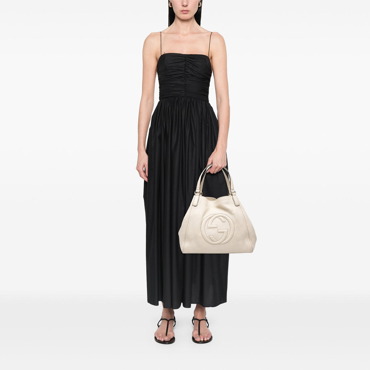 Gucci Medium Calfskin Soho Cellarius Tote — White