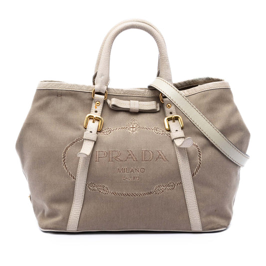 Prada Canvas Canapa Logo Satchel