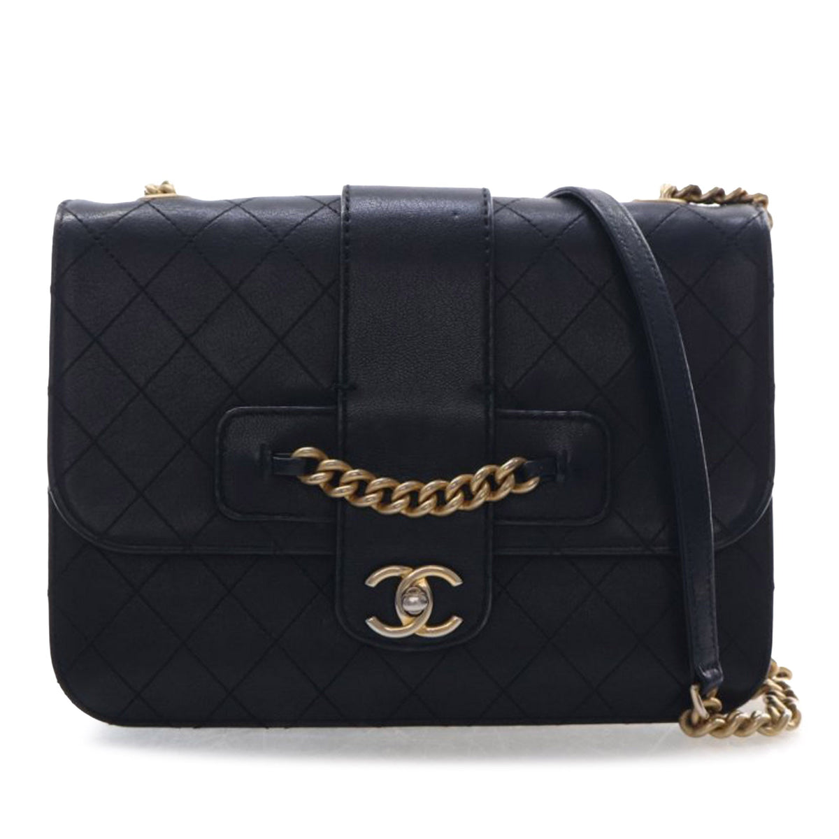 Chanel Large Quilted Sheepskin Front Chain Flap
