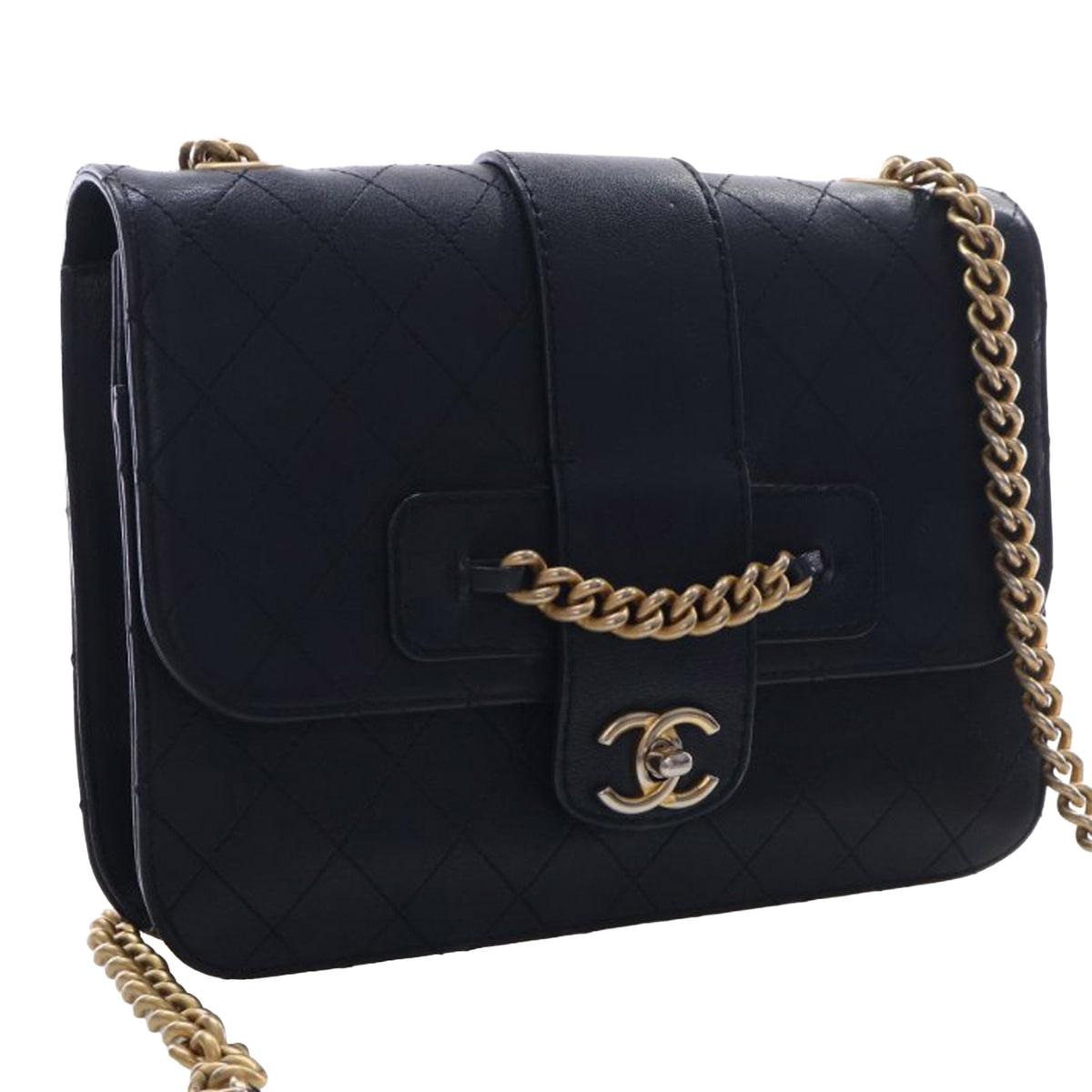 Chanel Large Quilted Sheepskin Front Chain Flap