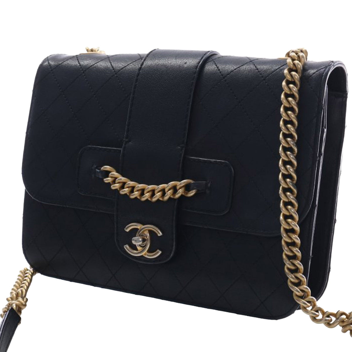 Chanel Large Quilted Sheepskin Front Chain Flap
