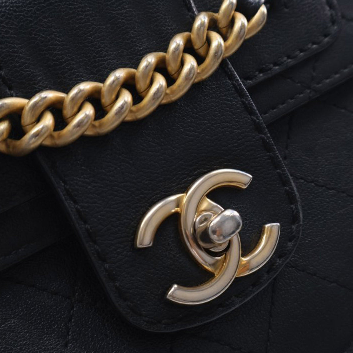 Chanel Large Quilted Sheepskin Front Chain Flap