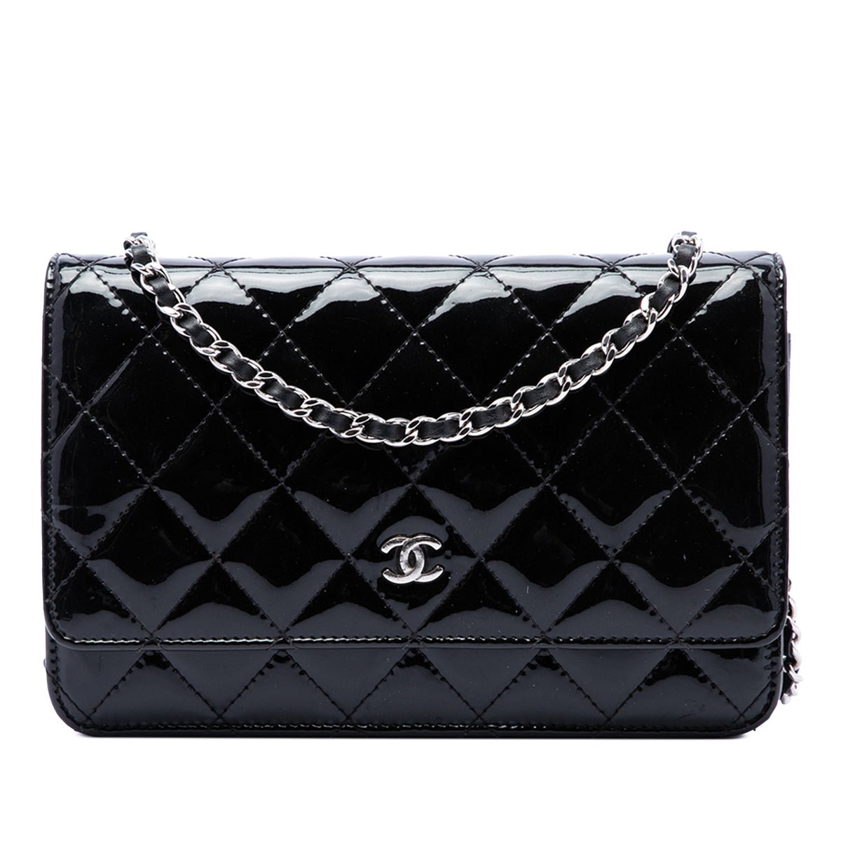 Chanel CC Quilted Patent Wallet On Chain