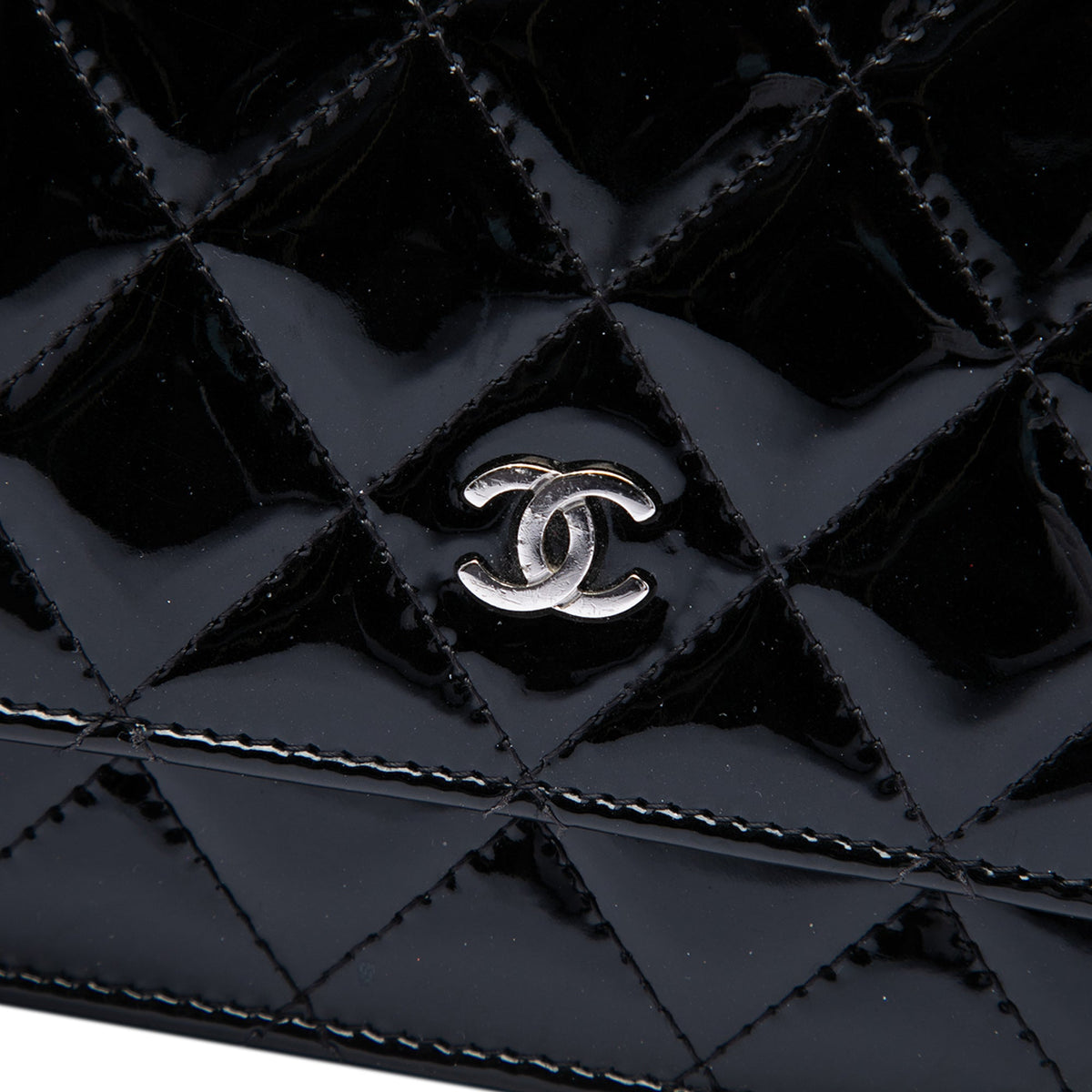 Chanel CC Quilted Patent Wallet On Chain
