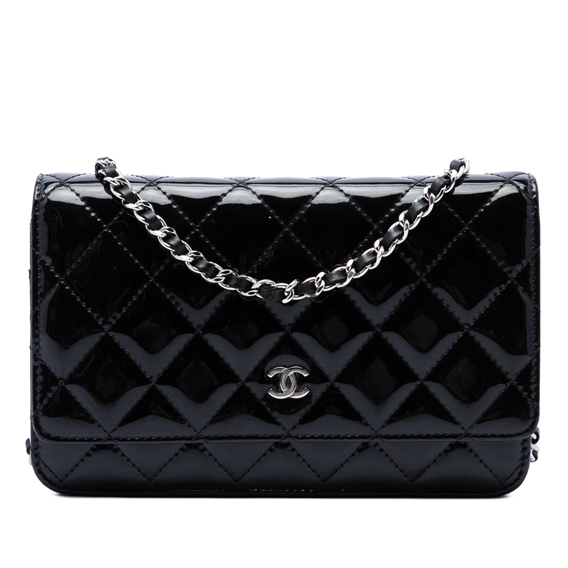 Chanel CC Quilted Patent Wallet On Chain