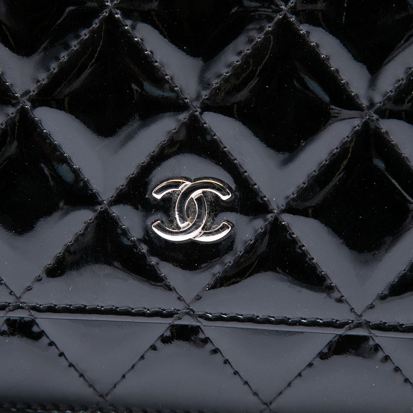 Chanel CC Quilted Patent Wallet On Chain