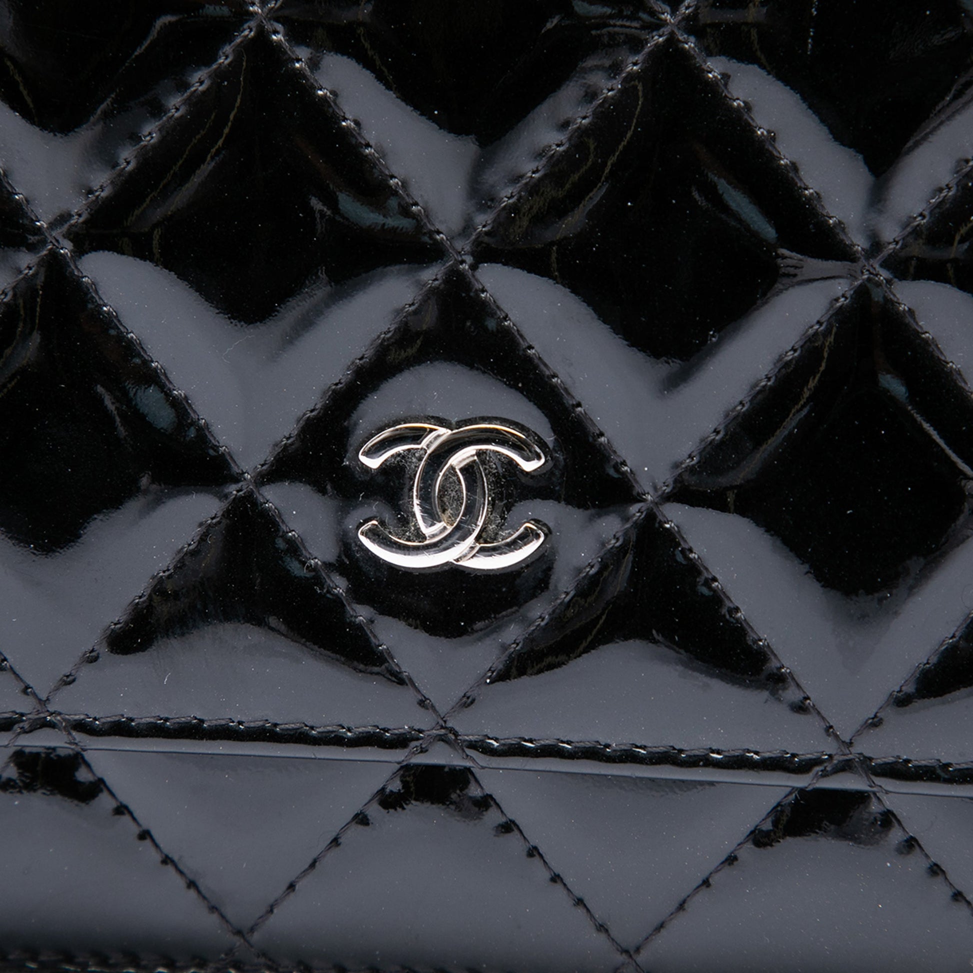 Chanel CC Quilted Patent Wallet On Chain