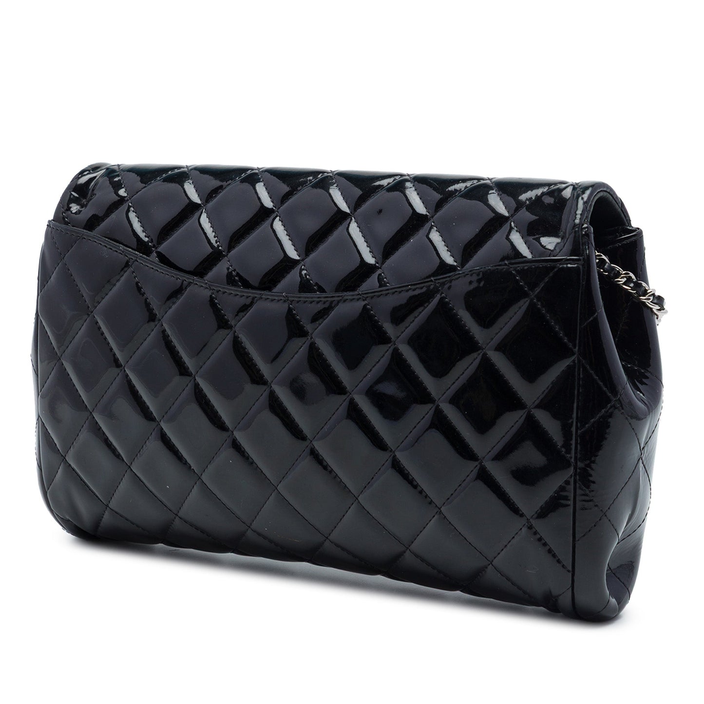 Chanel CC Quilted Patent Flap Clutch with Chain