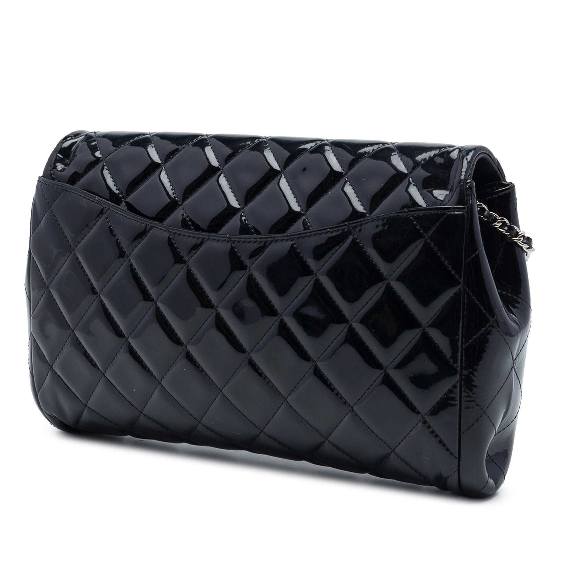 Chanel CC Quilted Patent Flap Clutch with Chain