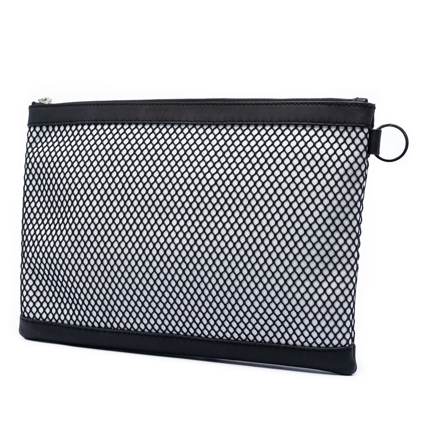 Balenciaga Lambskin and Mesh Motocross Classic Clip M Clutch